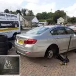 Winter tyres fitted on a BMW 5 series by Mototyres 2 u Holbeach tyre fitter